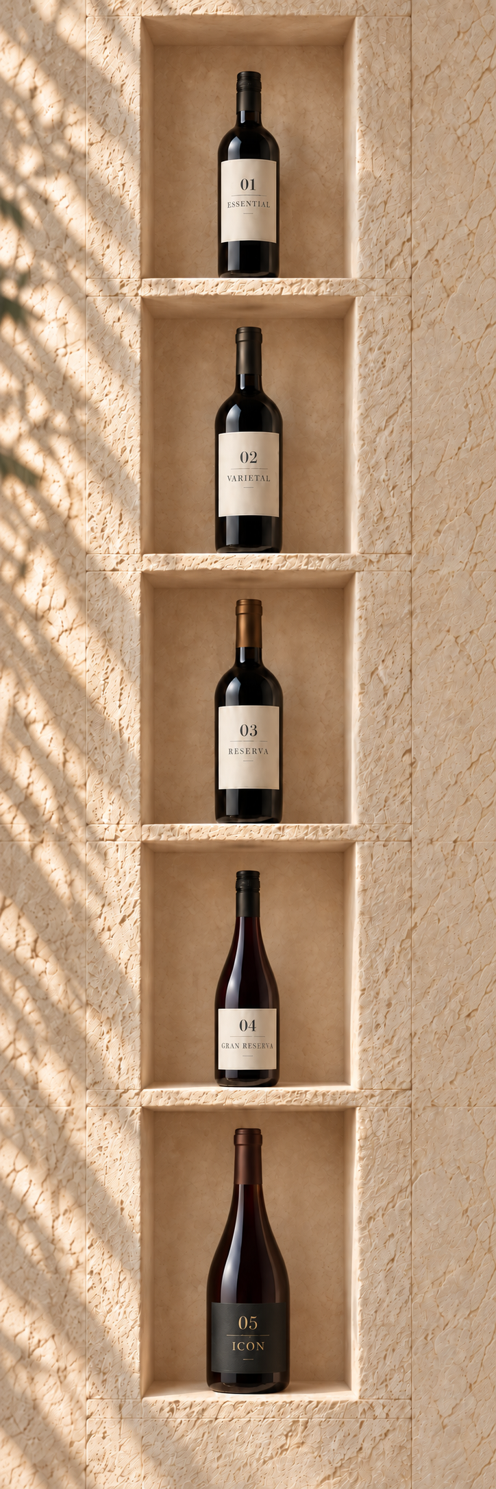 Five levels range Five Chilean wine ranges: Essential, Varietal, Reserva, Gran Reserva and Icon