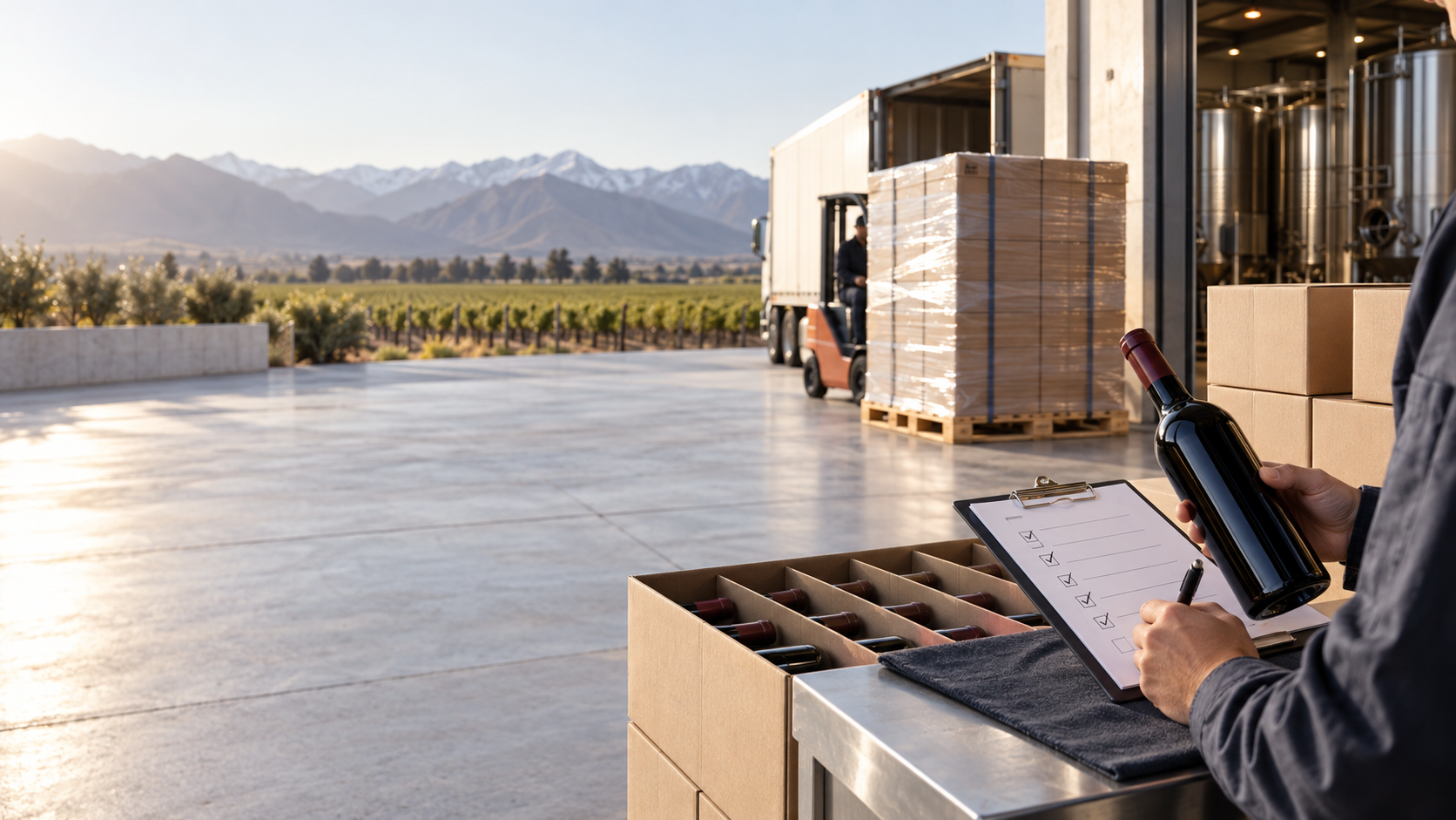 Quality checks and preparation of wine for export